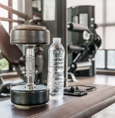 Dumbbell and water bottle