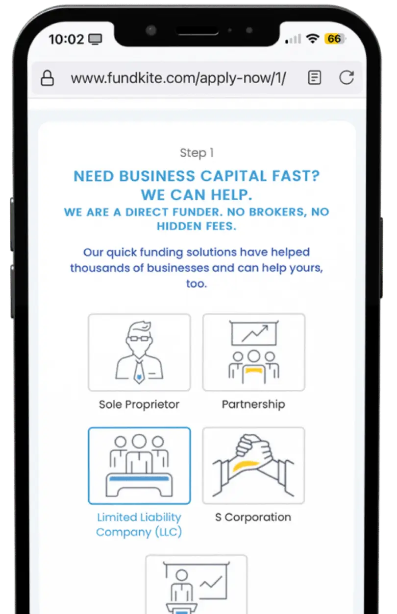 Fundkite lead form shown on mobile phone